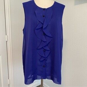 NWOT  Chaus Purple Sleeveless Ruffle Pearl Pleat Lightweight Dressy Top Size 10